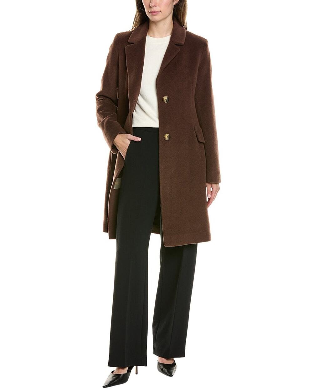 Fleurette Medium Woolblend Coat Brown - 6